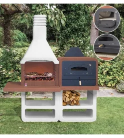 Barbecue a legna o carbonella in cemento sarom fuoco 