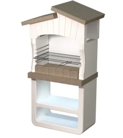 Barbecue a legna o carbonella in calcestruzzo sarom fuoco "caorle" 82x51,5x165,5 cm