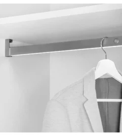 Barra appendiabili per armadi regolabile 558-708 mm batteria rimovibil e sensore di movimento anodizzato opaco - emuca.