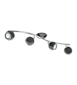 Barra con 4 faretti led "bimeda" in acciaio nero, gu10