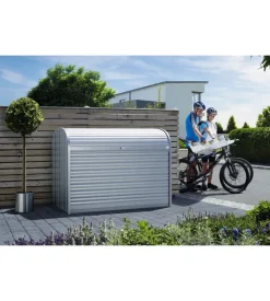 Baule da esterno a serrande impermeabile biohort "storemax 190" in acciaio zincato grigio scuro metallizzato 2080 lt 190x97x136 cm - cod. 73020