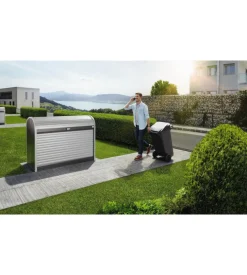 Baule da esterno a serrande impermeabile biohort "storemax 160" in acciaio zincato grigio scuro metallizzato 1200 lt 163x78x120 cm - cod. 73010