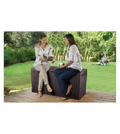 Baule da esterno con rotelle keter "comfy" in resina marrone 270 lt 116,7xx44,7x57 cm