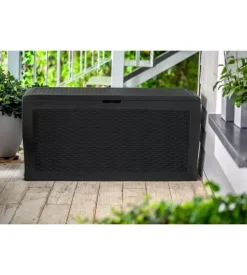 Baule da esterno con ruote keter "samoa" in resina grafite 270 lt 116x44,7x57 cm