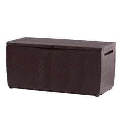 Baule da esterno con ruote keter "capri" in resina marrone effetto rattan 305 lt 123x53,5x57 cm