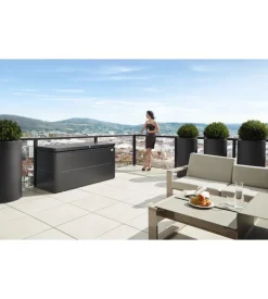 Baule da esterno impermeabile biohort "loungebox 160" in acciaio zincato grigio scuro metallizzato 850 lt 160x70x83,5 cm - cod. 65065