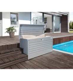 Baule da esterno impermeabile biohort "130" in acciaio zincato argento metallizzato 460 lt 134x62x71 cm - cod. 64040