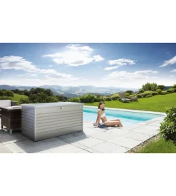 Baule da esterno impermeabile biohort "160" in acciaio zincato grigio quarzo metallizzato 830 lt 160x79x83 cm - cod. 68060