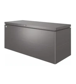 Baule da esterno impermeabile biohort "loungebox 200" in acciaio zincato grigio scuro metallizzato 1400 lt 199x80x81 cm - cod. 65075