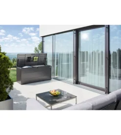 Baule da esterno impermeabile biohort "stylebox 170" in acciaio zincato grigio scuro metallizzato 685 lt 170x70x81 cm - cod. b340710