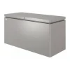 Baule da esterno impermeabile biohort "loungebox 160" in acciaio zincato grigio quarzo metallizzato 850 lt 160x70x83,5 cm - cod. 68065
