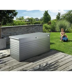Baule da esterno impermeabile biohort "freizeitbox 200" in acciaio zincato grigio quarzo metallizzato 1050 lt 201x79x83 cm