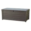 Baule da esterno keter "brightwood" in resina marrone effetto legno 454 lt 145x69,7x60,3 cm