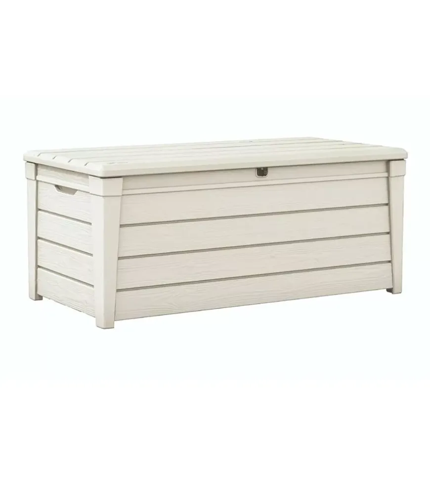 Baule da esterno keter "brightwood pool box" in resina bianco 454 lt 145x69,7x60,3 cm