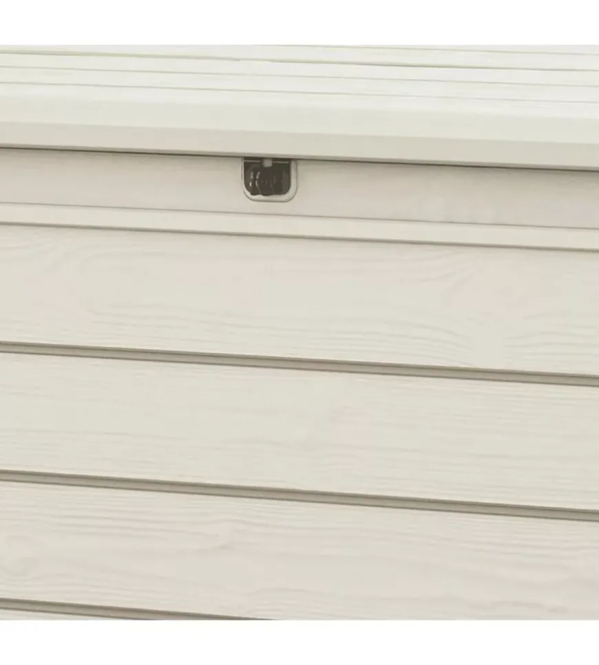 Baule da esterno keter "brightwood pool box" in resina bianco 454 lt 145x69,7x60,3 cm