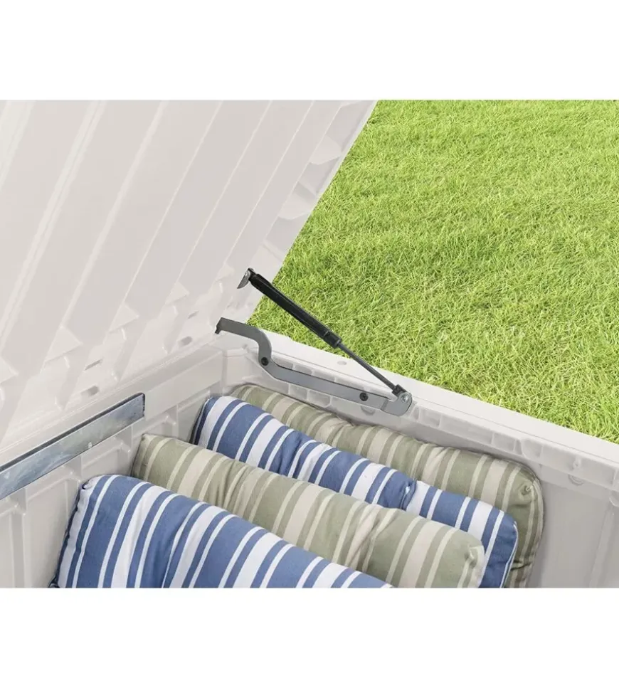 Baule da esterno keter "brightwood pool box" in resina bianco 454 lt 145x69,7x60,3 cm