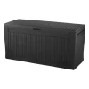 Baule da esterno keter "comfy" in resina grafite effetto legno 270 lt 116,7x44,7x57 cm