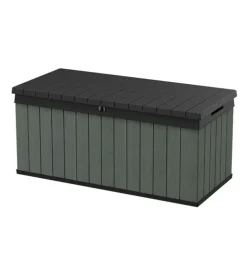 Baule da esterno keter "darwin 120g" in resina verde effetto legno 454 lt 142,5x65,3x64,3 cm