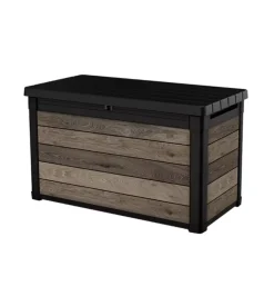 Baule da esterno keter "signature deco box 100" in resina effetto legno 380 lt 122,9x62,1x76,6 cm