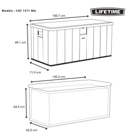Baule da esterno lifetime in resina grigio 150,7x71,9x69,1 cm