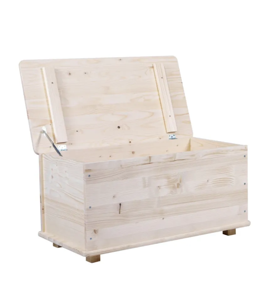 Baule portatutto in legno con piedini 90 lt 90x45x45 cm
