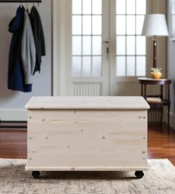 Baule portatutto in legno con ruote 70lt 73x40x42,5 cm