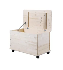 Baule portatutto in legno con ruote 70lt 73x40x42,5 cm