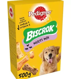 Biscotti per cani pedigree "biscrok multi mix" adulto di tutte le taglie con vitamine, calcio e omerga 3 500 gr