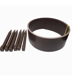 Bordura da esterno in plastica marrone con 6 picchetti 3 metri