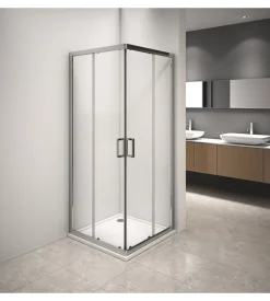 Box doccia angolare in alluminio con vetro trasparente 80x80x185 cm