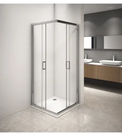 Box doccia angolare in alluminio con vetro trasparente 80x80x185 cm