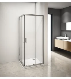 Box doccia angolare in alluminio con vetro trasparente 80x80x185 cm