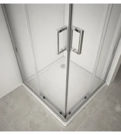 Box doccia angolare in alluminio con vetro trasparente 80x80x185 cm