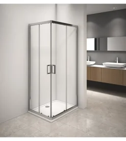 Box doccia angolare in alluminio con vetro trasparente 70x90x185 cm