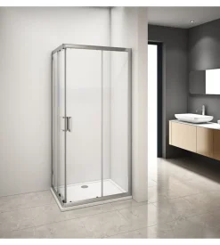 Box doccia angolare in alluminio con vetro trasparente 70x90x185 cm