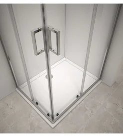 Box doccia angolare in alluminio con vetro trasparente 70x90x185 cm