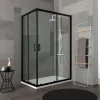 Box doccia "luna" nero opaco e vetro temperato, 80x100x190 cm