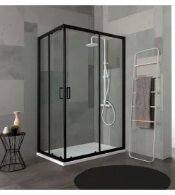 Box doccia "luna" nero opaco e vetro temperato, 70x90x190 cm