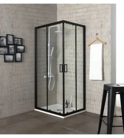 Box doccia "luna" nero opaco e vetro temperato, 80x80x190 cm