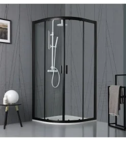 Box doccia "luna" semicircolare nero opaco, 80x80x190 cm