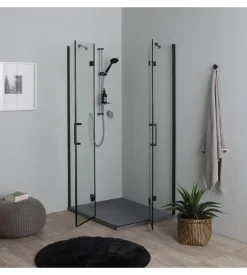 Box doccia "stella" alluminio nero, 80x120x190 cm