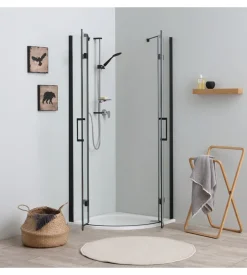 Box doccia "stella" semicircolare alluminio nero, 90x90x190 cm