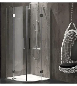 Box doccia "stella" semicircolare alluminio cromato, 80x80x190 cm