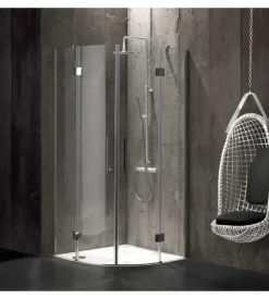 Box doccia "stella" semicircolare alluminio cromato, 80x80x190 cm
