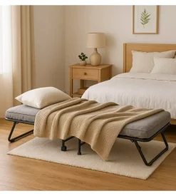 Brandina singola pieghevole somnus con rete a maglia e materasso 80x190 cm