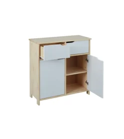 Buffet 2 ante e 2 cassetti in legno e mdf bianco latte, 80x80x40cm
