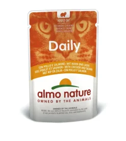 Busta da 70 gr. con pollo e salmone,  alimento umido per gatti.