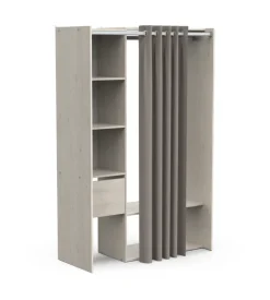 Cabina armadio a giorno "flower" quercia con tenda, 119x50x183 cm