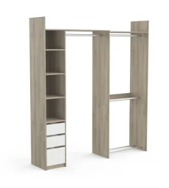 Cabina armadio angolare "swing" bianco e quercia, 199x43x218 cm