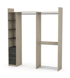 Cabina armadio angolare "swing" grigio e quercia, 199x43x218 cm